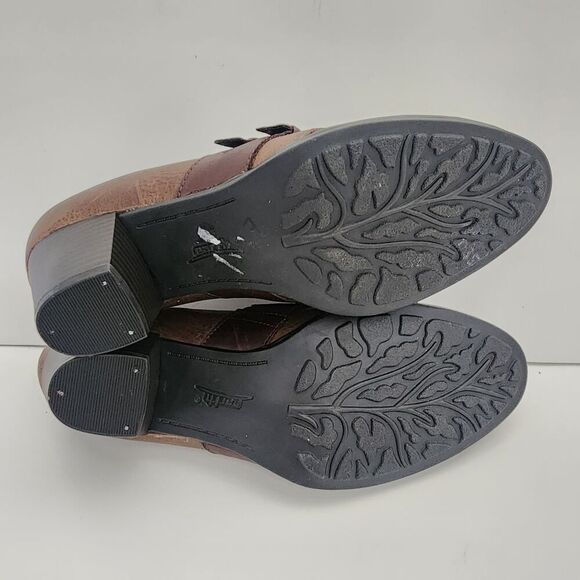 Earth Shoes Fir Pump Bootie Heels Double Monk Taupe Brown Leather size 10 B - Picture 8 of 9